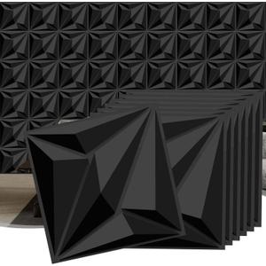33 Pack 3D Wall Panels Peel and Stick Accent Wall Panels, 12x12'' Wall Texture Panel Designed Wall Panels for Interior Wall Decor, Wall Covering Panel for Living Room Bedroom Game Room Cover 33.Sq.Ft (Black)