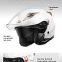 YEMA Open Face Motorcycle Helmets, DOT Approved 3/4 Moped Helmet Dual Visor Quick Release Buckle, Helmets for Adults Motorcycle Men Women Helmets for Moped Scooter Streey (White, M)