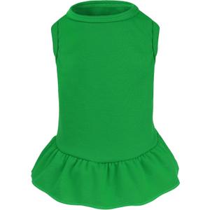 Dog Dresses Cat Skirt Solid Color Dog Clothes Summer Sleeveless Puppy Girl Clothes for Small Pet Dogs Cats (Dark Green, Large)