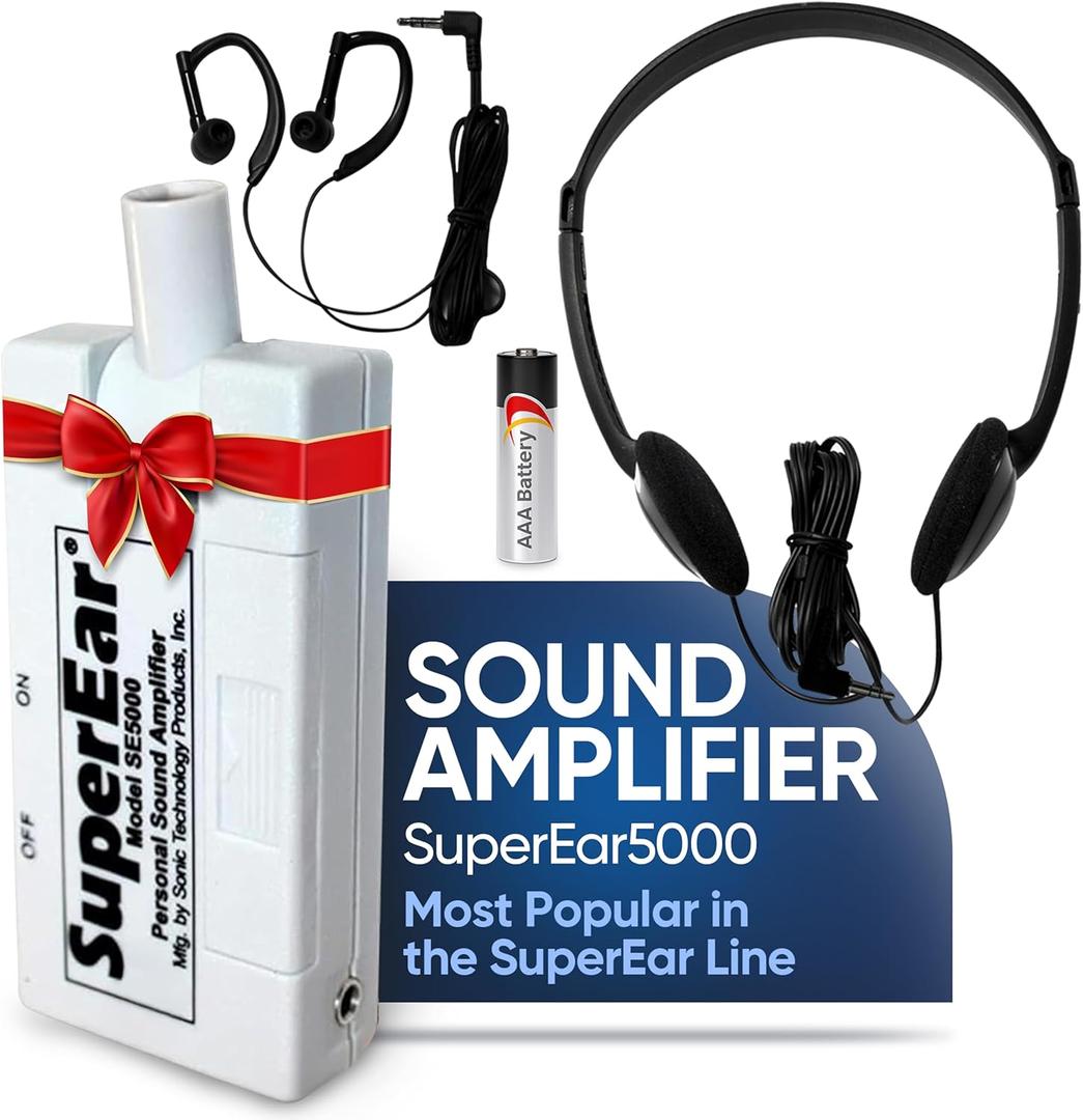 SuperEar Model SE5000 (PSAP) for Seniors - Hearing Amplifiers for Seniors, Super Ear Personal Sound Amplifier, Sound Amplifier Listening Device and Audio Accessories in 50dB Ambient Sounds Increase