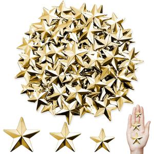 Hotop 150 Pcs Metal Gold Stars for Crafts with Holes 1.2" 1.8" 2.2" 3D Primitives Star Ornaments Vintage Rustic Country Stars for New Year Hanging Wall Antique Farmhouse Home Decor Party Supplies