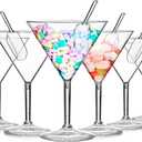 Tioncy Martini Glasses Set of 6, 10 oz Plastic Clear Candy Cups Martini Cocktail Glasses with Acrylic Clear Ice Scoop for Bar Margarita Whiskey Housewarming Gifts for Women Men