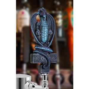 SUMMIT COLLECTION Fantasy Dragon On Celtic Cross Beer Tap Handle Display Grey Stone Sculptural Decor for Homebrew Kegerators Man Cave Bars Cool Beer Gift