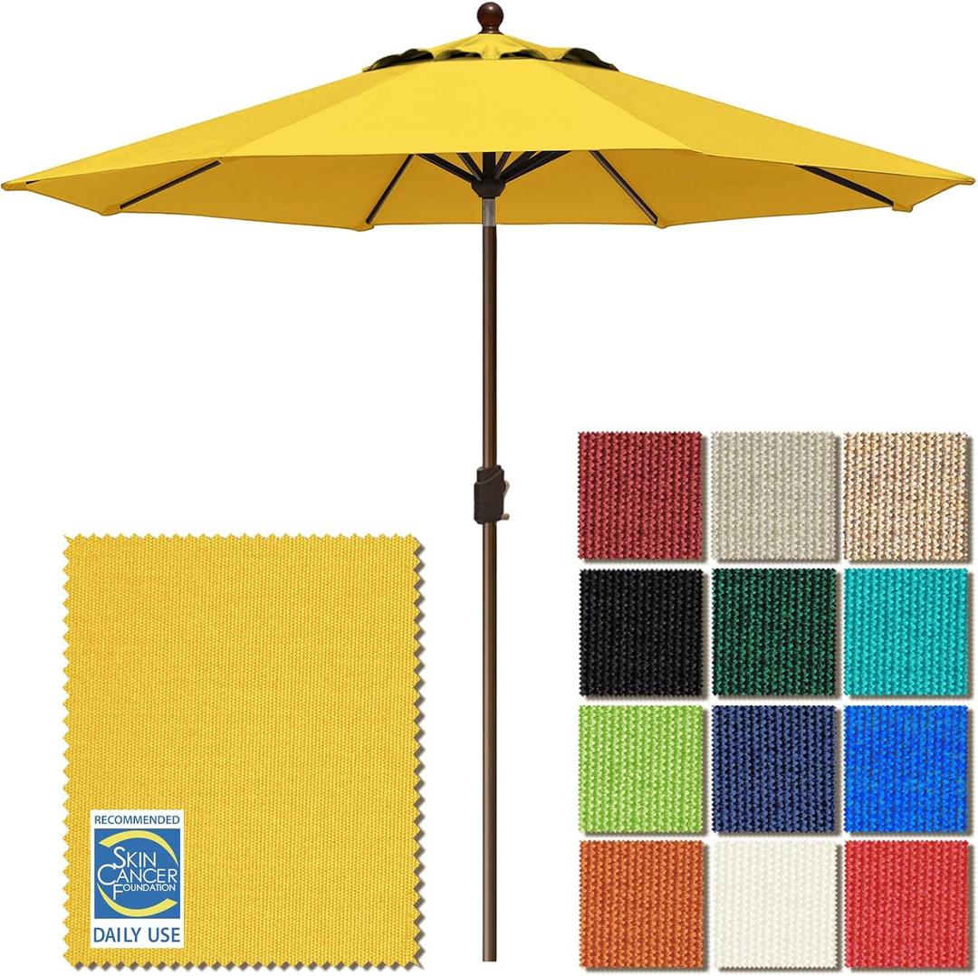 EliteShade USA 10-Year-Non-Fading 9Ft Market Patio Umbrella, UPF 50+ UV Protection Performance Sun Umbrella, Heavy Duty Commercial Grade Outdoor Table Umbrella with Crank & Tilt, Windproof Vented Top for Garden, Pool, Deck and Outdoor Playsets, Sunflower Yellow