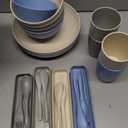 FOODLE Wheat Straw Dinnerware Set - BPA Free & Safety Tested - Microwave & Dishwasher Safe - Perfect for Picnic, Dorm, RV Dishes - Camping Plates Cups and Bowls Set - Great for Kids & Adults - For 4