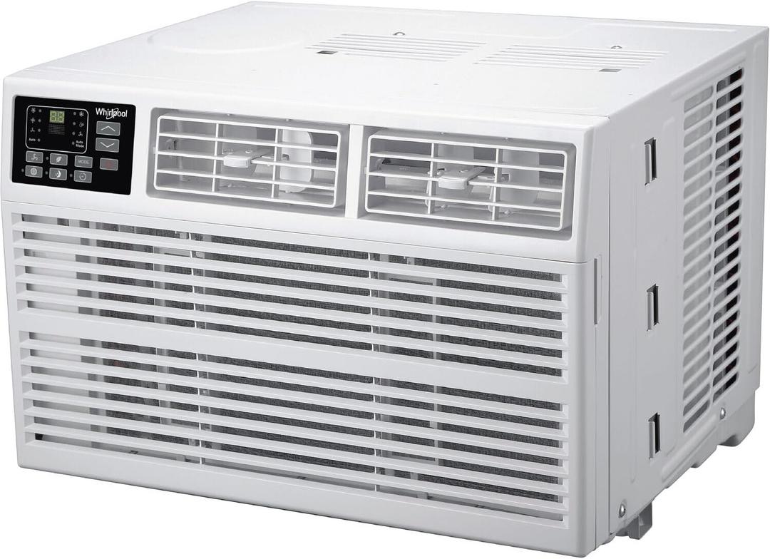 Whirlpool 18,000 BTU 230V Window Air Conditioner with Supplemental Heat, Window Mounted AC Unit with Heater for Apartment, Living Room, Bedroom, Large Rooms up to 1000 Square Feet