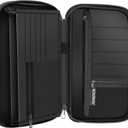 JUNDUN Family Passport Holder,Upgraded Material Fireproof Travel Passport Wallet with 2 Pockets,Travel Document Organizer Case for Passport,Card and Money (Large, Black)