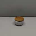 Marble Salt Cellar Box with Wood Lid & Spoon, Modern White Stone Salt or Pepper Sugar Spice Seasoning Bowl Container Jar Holder Well Keeper Dish Pig Crock for Kitchen