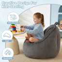 HUGHEAVEN Bean Bag Chairs for Kids, Toddler Bean Bag Chair, Comfy Cozy Reading Chair & Stuffed Toddler Floor Sofa, Soft Beanbag Chairs for Boys and Girls, Lazy Floor Seat for Gaming and Reading, Grey, Small