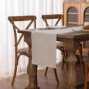 Gernaice Solid Color Table Runner, Rustic Cotton Linen Farmhouse Table Runners for Holiday Wedding Dining Living Room Bedroom Home Decor, 90" L X 13" W Beige