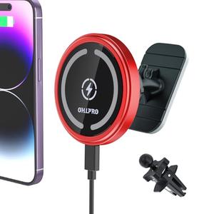 OHLPRO for MagSafe Car Mount Charger iPhone Wireless Car Charger, Stick on Dashboard Magnetic Phone Holder Mount for iPhone 17 Pro Max 16 15 14 Series, 15W Fast Charging, Aluminum Shell