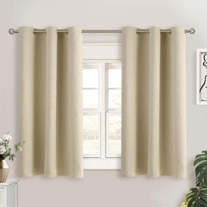 BGment Beige Short Curtains for Kitchen Window, Room Darkening Curtains 45 Inch Length Thermal Insulated Drapes for Small Bedroom, Set of 2 Panels, 38 x 45 Inch