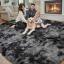 8x10 Area Rugs for Living Room Bedroom, Large Area Rug Shag Shaggy Carpet Soft Plush Furry Bedside Rug, Rugs for Home Decor (Dark Grey Tie-Dyed, 8 x 10 Feet)