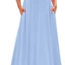 BTFBM 2025 Women Summer Vacation Dresses Sleeveless Crewneck Loose Beach Sundress Bubble Hem Tank Maxi Dress Pockets (Small, Light Blue)