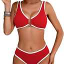 swimall Women's Triangle Bikini Set Sexy Brazilian Sporty Two Piece Swimsuit Cute Bathing Suit,  Small, Red 