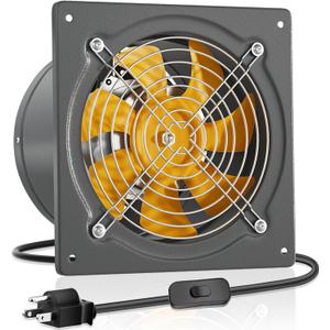 HG Power 10 Inch Exhaust Fan 988 CFM Kitchen Exhaust Fan Wall Mount with Backdraft Damper, Metal Plug In, Extractor Exhaust Ventilation Fan for Attic, Basements, Ceiling, Shop, Greenhouse (Grey)