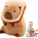 12" Capybara Plush Toy Kawaii, Cute Capybara Stuffed Animal with Wearable Bread, Soft Plushies Doll Bread Pillow for Girls Boys Kids Adults, Birthday Decorations Gifts Toys
