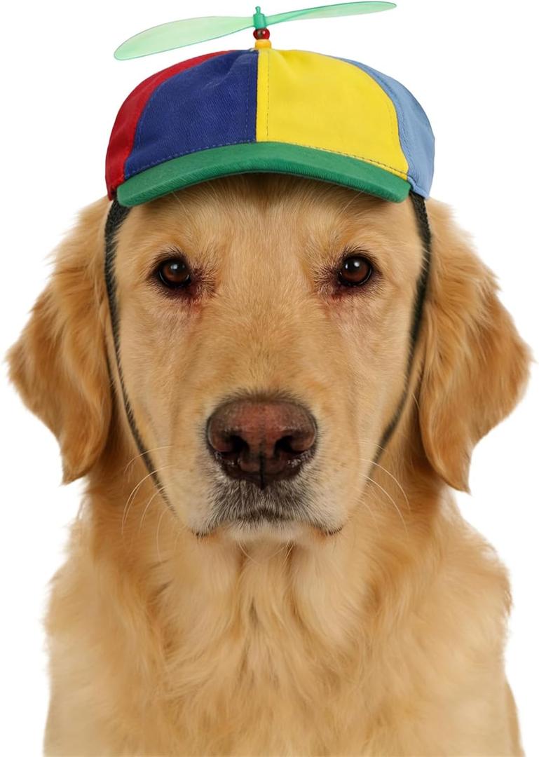Propeller Baseball Cap for Big Dogs & Cats - Adjustable Strap Pet Sun Hat with Ear Holes, Colorful Fun Sports Hat for Party Cosplay Photo Props