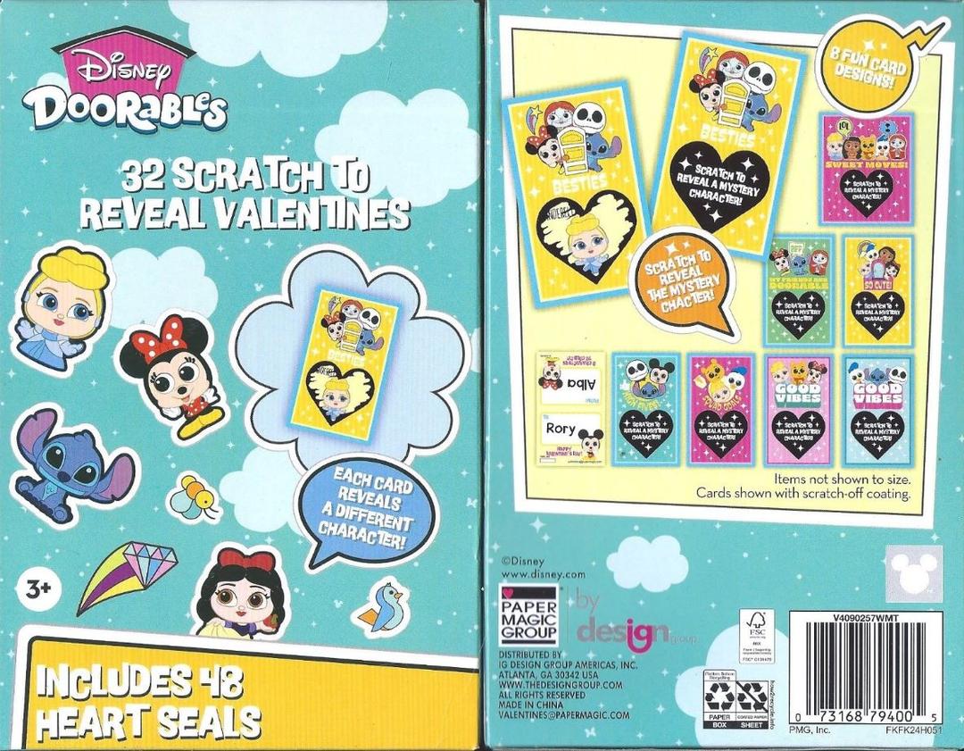 Disney DOORABLES SCRATCH OFF Valentines 2 Pack