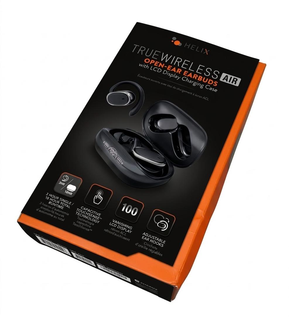 Helix True Wireless Air Open-Ear Earbuds wit LCD Display Charging Case