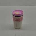 Owala SmoothSip Slider Insulated Stainless Steel Coffee Tumbler, Reusable Iced Coffee Cup, Hot Coffee Travel Mug, BPA Free 12 oz, Pink/Tan (Daybreak)