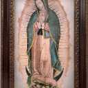 Moms Art Studio - Virgen de Guadalupe Wall Decor 37.5 X 26 Inches, Virgin Mary Print, Museum Look Art Frame, Artists Acrylic Coating, Wall Art for Home Decor (Small, Brown Gold)