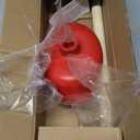 Toilet Plunger Red Heavy Duty Force Cup Rubber with A Long Wooden Handle to Fix Clogged Toilets and Drains, Perfect for Kitchens and Bathrooms (1 pcs)