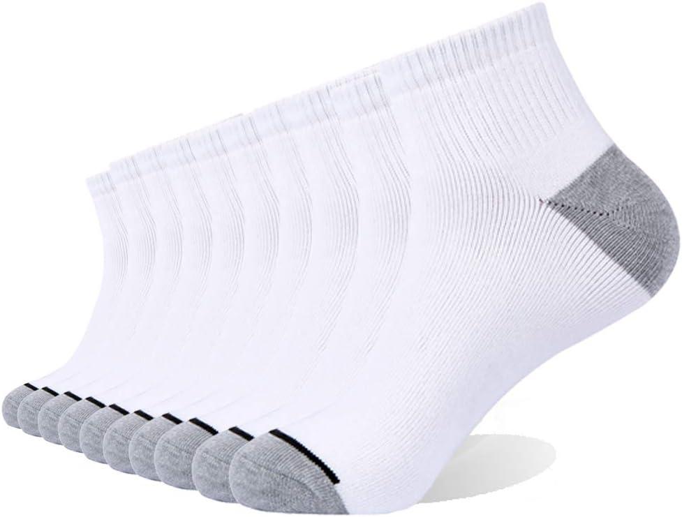 EnerWear 10P Pack Unisex Cotton Moisture Wicking Cushion Ankle Socks (White)