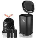 Dog Poop Trash Can Outsides, 18L/4.76 Gal Portable Waste Bin with Lid and Removable Inner Odor Control for Indoor Outdoor Dog Waste Station for Bathroom &Kitchen -45 Waste Bags,Black