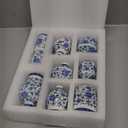 Dandat 8 Pcs Mini Chinoiserie Bud Vases Ceramic Blue and White Floral Chinese Porcelain Vase Set for Shelf Table Centerpieces Home Decor(Vintage)