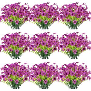 30 Bundles Artificial Flowers Outdoor UV Resistant Fake Flowers No Fade Faux Plastic Plants Garden Porch Window Box Decorating(Purple)