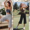 Neer 3 Pack Women Capri Pants Wide Leg High Waist Crop Lounge Sweatpants Loose Summer Casual Workout Pants with Pocket (S)