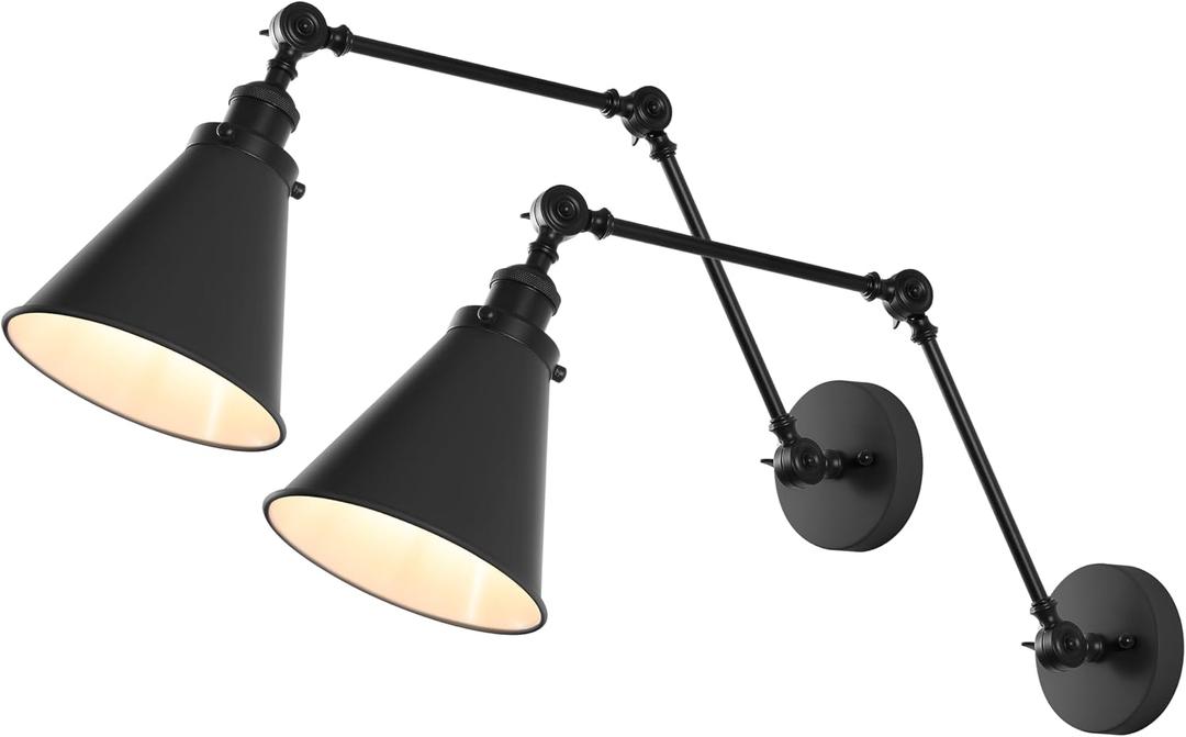 JONATHAN Y Rover 1-Light Wall Sconce 7", Black, Set of 2