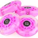 8pcs Inline Skate Wheels Led Light-Up Wheels 64/70/72/76/80mm w/Bushings 85-88A for Kids and Youth Beginners Children's Inline Skates Indoor/Outdoor Use (Pink, 76mm)