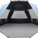 Easthills Outdoors Instant Shader Dark Shelter XL Beach Tent 99" Wide for 4-6 Person Sun Shelter UPF 50+ with Extended Zippered Porch Sky Blue