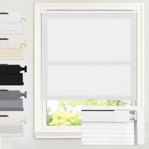 AOSKY No Drill Cordless Light Filtering Cellular Shade 26" W x 48" H White | No Tools Honeycomb Blinds for Indoor Windows, Free-Stop Shades for Home, Thermal Insulated, Noise Reducing