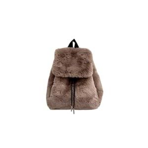 Ulisty Women Small Faux Rabbit Fur Backpack Furry Drawstring Daypack Plush Shoulder Bag brown