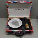 Victrola Journey Bluetooth Portable Suitcase Record Player  with Built-in Speakers, 3 Speed Vinyl Record Player, RCA Out, Headphone Jack (GEO)