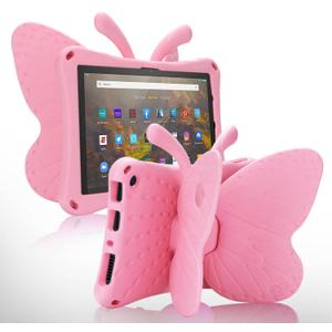Fire HD 10 Tablet 11th Gen 2021 case Cute Butterfly Case with Stand for Kids Light Weight EVA Rugged Shockproof Heavy Duty Kids Friendly Full Cover for Fire HD 10 11th Gen 2021 (Pink)