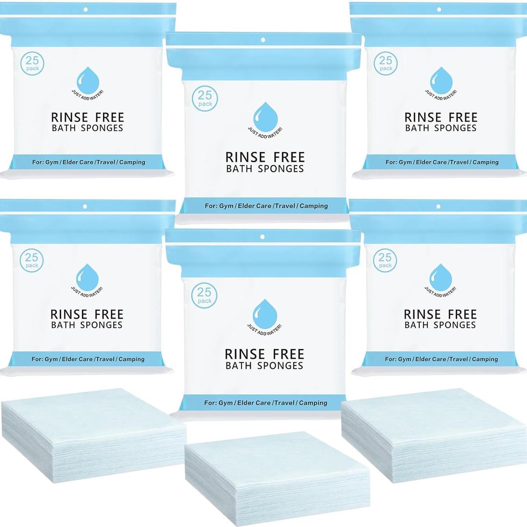 VitalCozy 200 Pcs Rinse Free Bathing Wipes Bulk Sponges Bath Wipes All in 1 Shower Rinse Free Bath Sponges Wash Cloths for Campers, Hikers, Adults, Elderly
