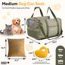 FUNNY FUZZY Dog Car Seat Waterpoof for Small & Medium Dogs Up to 35lbs, Detachable & Washable Pet Booster Seat with Leash, Thick Cushion, Storage Pockets & Adjustable Straps (Beige)
