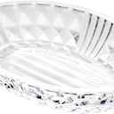 Clear Glass Soap Dish, Oval Bar Soap Holder with Embossed Raised Sides for Bathroom, Sink and Kitchen