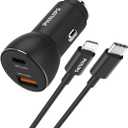 PHILIPS Car charger USB A-C - DLP2521C/04 - Black - incl. USB-C-Lightning Cable - Cigarette Lighter - iPhone Car Charger - 36W Fast Charge