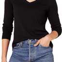Amazon Essentials Women's Regular-Fit Lightweight Long-Sleeve V-Neck Sweater (6X, Black)