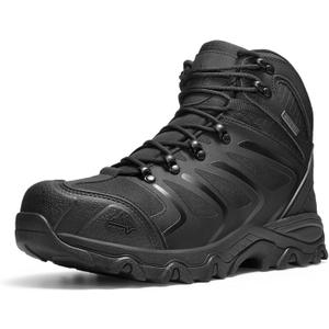 NORTIV 8 Waterproof Work Boots for Men Steel Toe Safety Construction Boots ARMADILLO-STL (11, All Black)