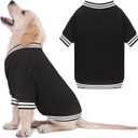 Dog Sweaters for Large Dogs, Brushed Fleece Dog Sweater Baseball Jacket Large Pet Sweater Clothes Soft Warm Boy Girl Pet(Black-L)