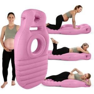 Pregnancy Blow Up Pillow, Belly Mattress for Pregnant Women with Electric Pump, Full Body Maternity Airbed with Hole for Stomach Sleeping, Back Pain & SPD Relief, Pink