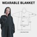 Easy-Going Oversized Flannel Wearable Blanket Hoodie for Adults, One Size Fits All (Lao_dark Gray)