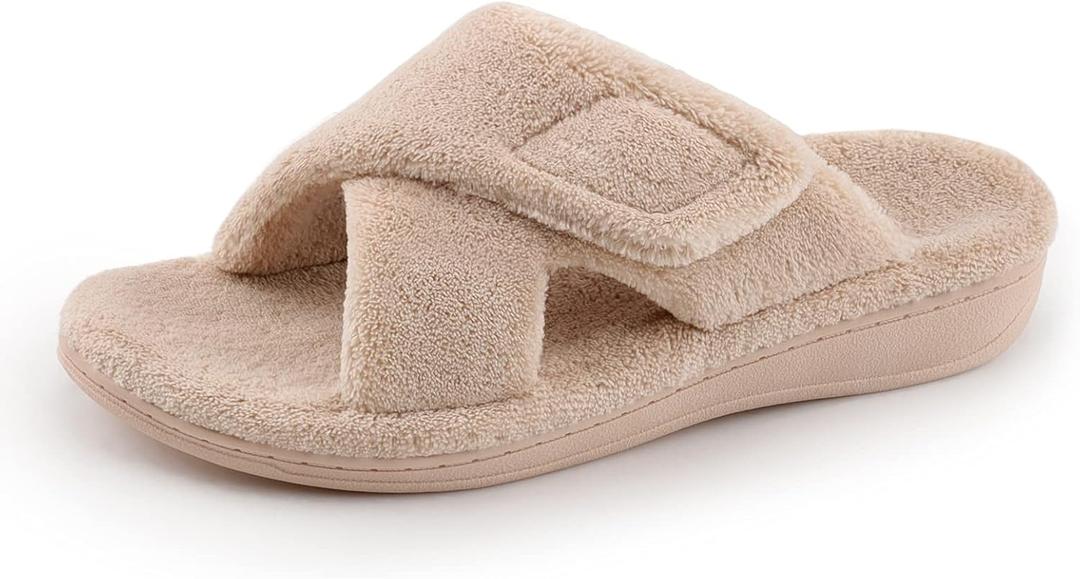 BCSTUDIO Women's Fuzzy Orthotic Arch Support Slippers Orthopedic Plantar Fasciitis Furry House Slide Slippers (9, Beige 01)