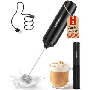 SIMPLETaste Milk Frother Wand Rechargeable Handheld Drink Mixer, USB-C Electric Whisk with Stainless Steel Whisk for Coffee, Lattes, Cappuccino, Matcha, Hot Chocolate&Creamer